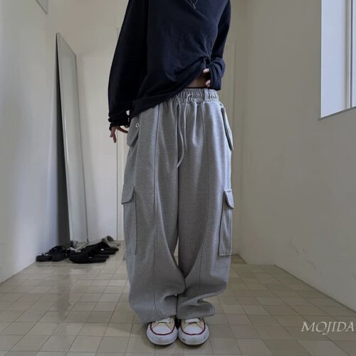 韩国代购东大门直播男女SETTLE工装风压线秋季阔腿休闲卫裤PT4800