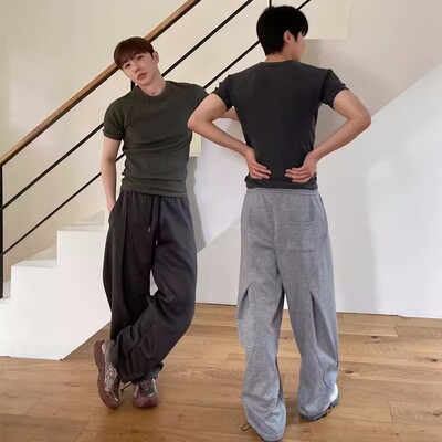 韩国东大门代购百搭修身弹力坑条纹理感插肩袖针织短袖T恤BTS5324