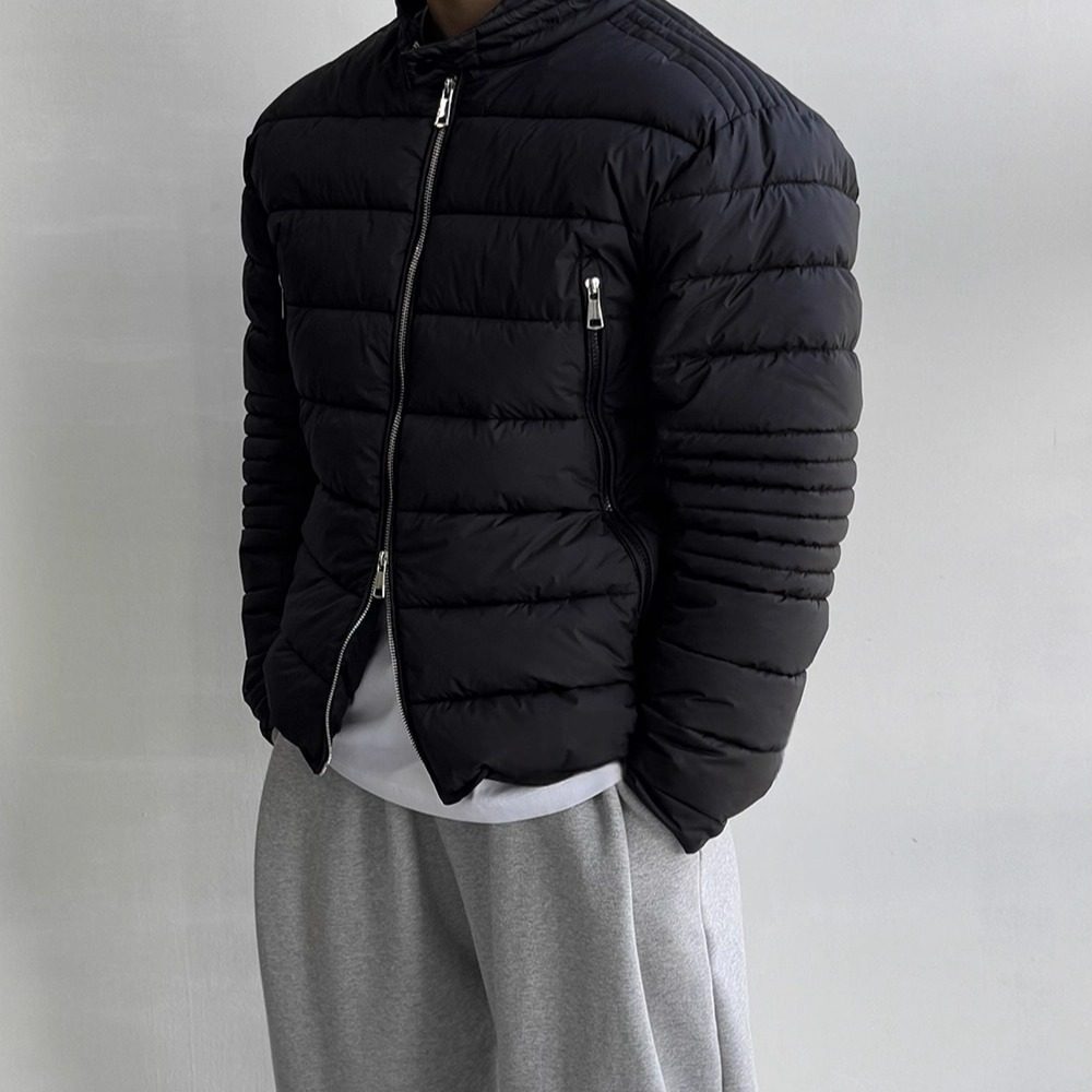 韩国东大门男装代购高品休闲立领黑色拉链棉服简洁短款外套JK4568