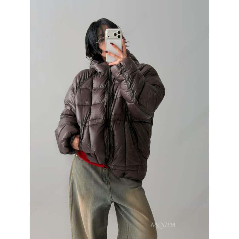 韩国代购男装东大门连帽拼色棉服宽松加厚保暖休闲面包外套JK5356