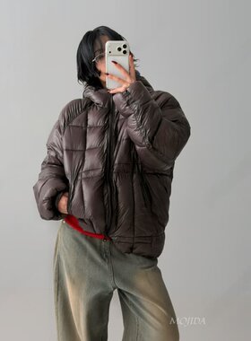 韩国代购男装东大门连帽拼色棉服宽松加厚保暖休闲面包外套JK5356