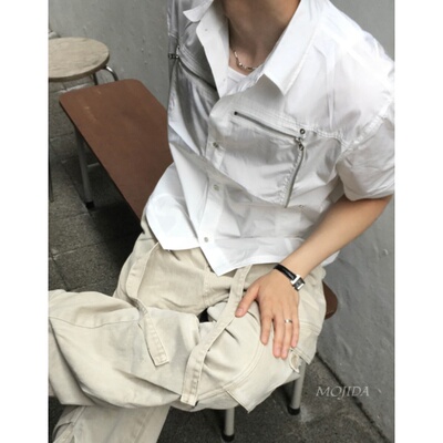 韩国代购男装东大门高品短袖衬衫拉链尼龙夏季衬衫半袖衬衣SH2593