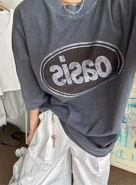 韩国代购ARCHIVE男女款水洗复古重工做旧休闲短袖T恤半袖b-TS5378