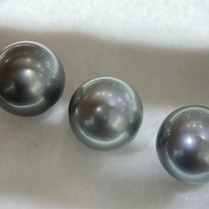 大溪地铂金灰坠子海水珍珠奶嘴款钻石正圆强光裸珠散珠素钉可DIY