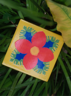 KOOPARK原创设计 艺术家手绘 陶瓷隔热花砖杯垫