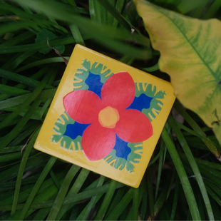 KOOPARK原创设计 艺术家手绘 陶瓷隔热花砖杯垫