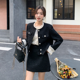 黑色亮片小香风套装女春2025新款轻奢气质高级感爆款套装裙两件套，女装套装/套裙，2D073