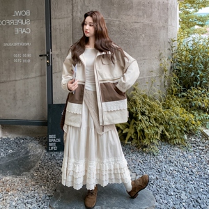 设计感拼接连帽外套女2025秋季新款韩版学院风甜酷气质百搭夹克图片