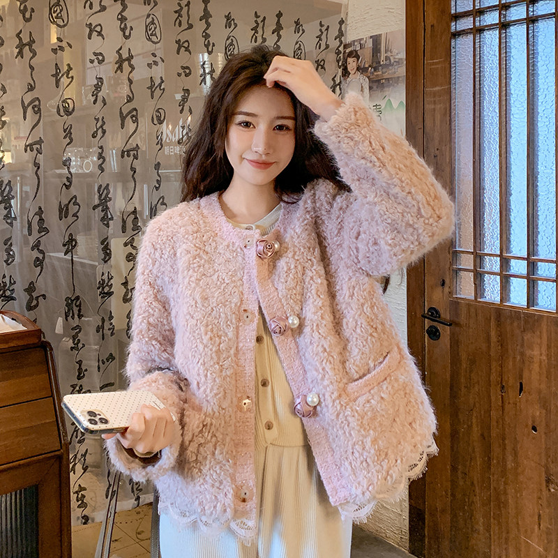 小香风毛毛外套羽绒服2D073-88117-90绒版P225-K328图片