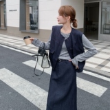 休闲工装马甲T恤半身裙套装女春秋2025新款盐甜系穿搭减龄三件套，女装套装/套裙，2D073