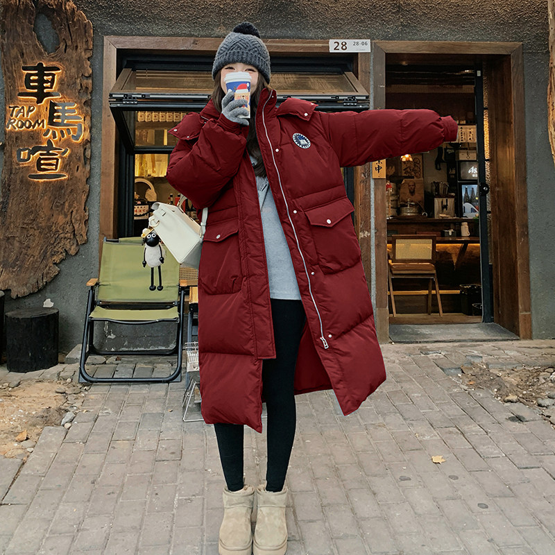 蓝灰色韩版学院风羽绒服女2025年冬季新款90白鸭绒加厚保暖面包服图片