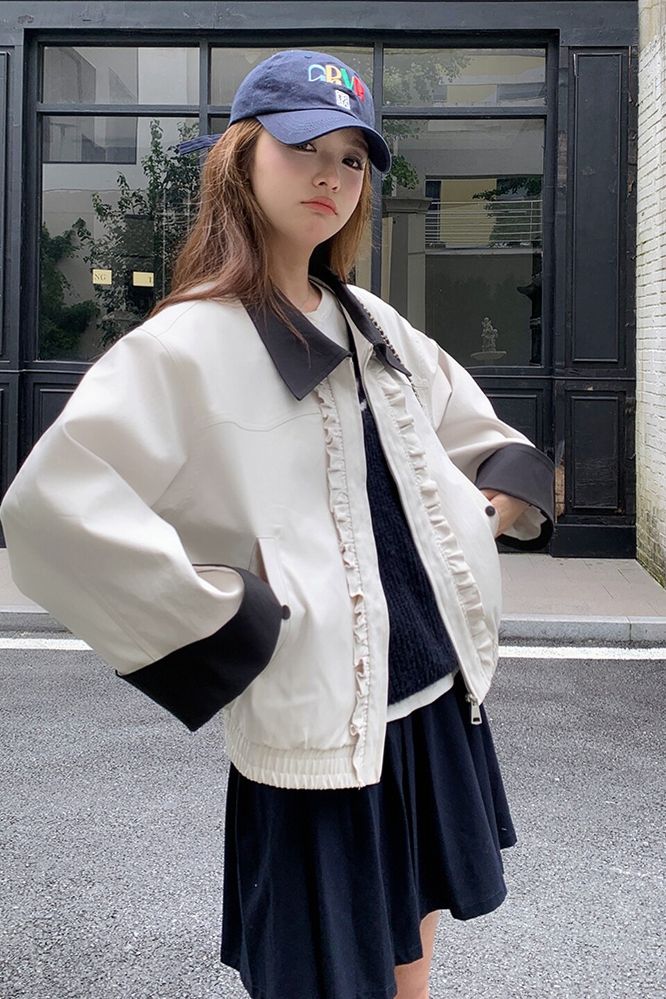 现货复古撞色拼接夹克2D073-66120-P135-K198,女装短外套,2D073