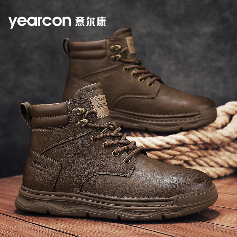 意尔康雪地靴男鞋2026春秋冬新款英伦风舒适马丁靴户外东北棉鞋子