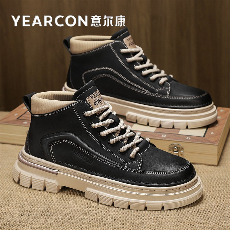 意尔康高帮板鞋男鞋2026新款厚底增高工装靴男士秋冬季中帮马丁靴,户外/登山/野营/旅行用品,户外休闲鞋,淘宝优惠券,粉丝福利购,淘宝优惠卷