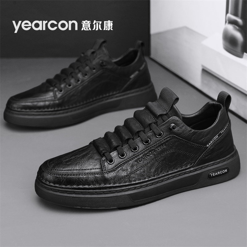 意尔康男鞋2026新款春秋冬季百搭爆款高端男士休闲皮鞋一脚蹬板鞋