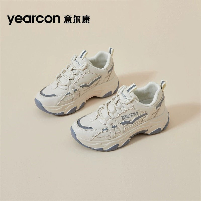 意尔康女鞋2026新款春秋冬季百搭加绒棉小个子休闲运动增高老爹鞋