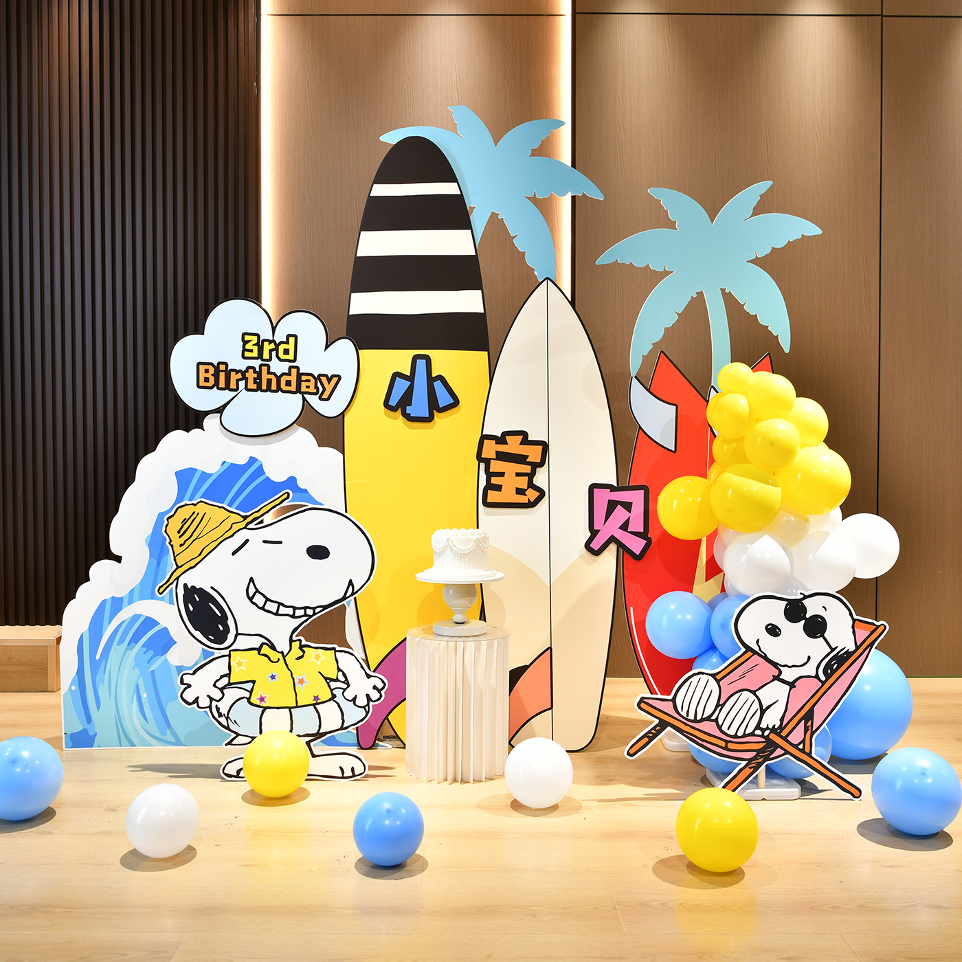 史努比主题夏天海边度假背景kt板