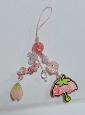 原创手机挂绳挂件琉璃鸟儿莲花流苏小花儿手机链U盘吊坠