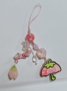 原创手机挂绳挂件琉璃鸟儿莲花流苏小花儿手机链U盘吊坠