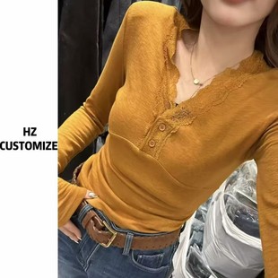 百搭加绒显瘦长袖 2025秋冬季 时尚 韩版 T恤女上衣女 新款