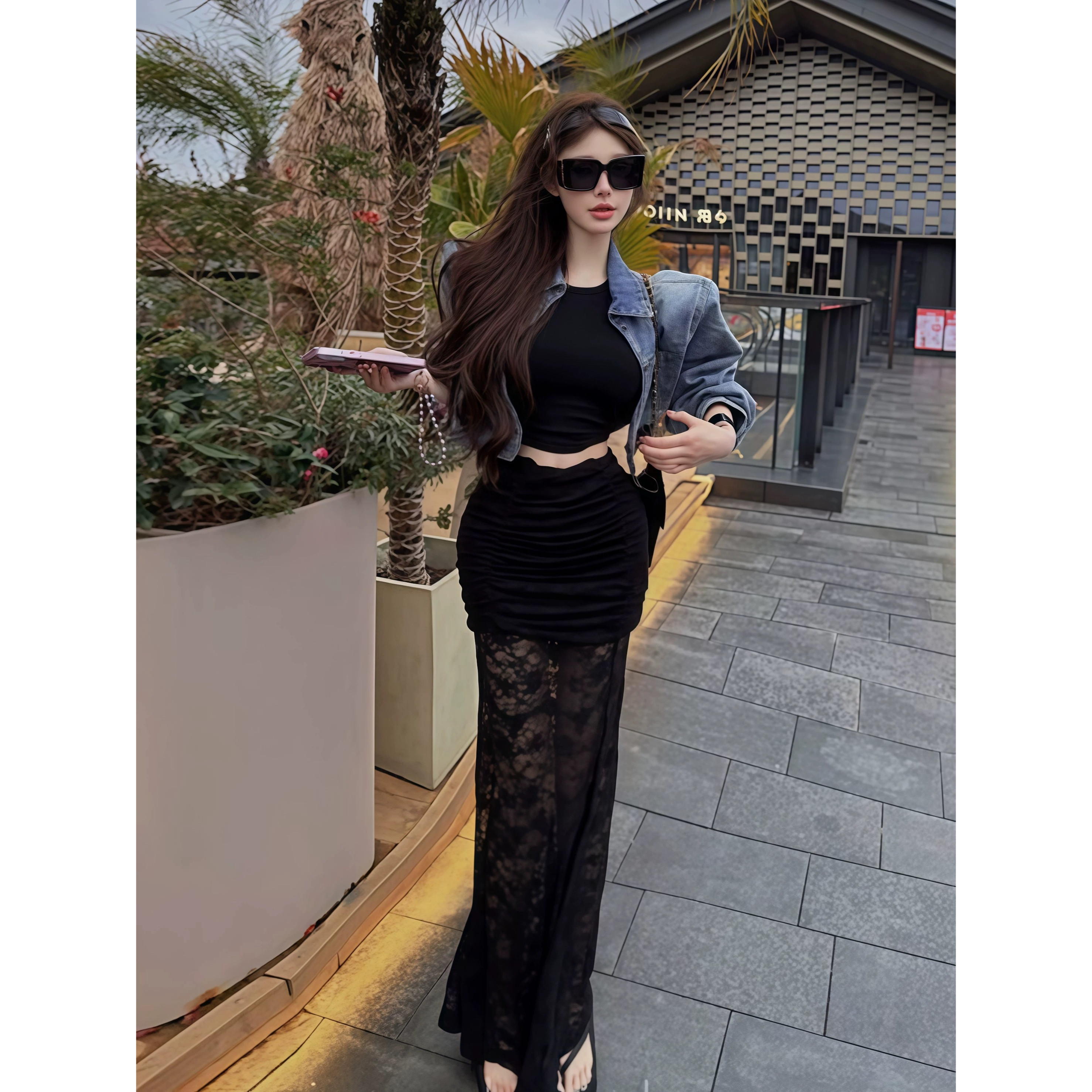 黑色蕾丝裙女夏季2026年新款法式高级感修身优雅气质鱼尾裙半身裙