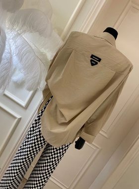 条纹Polo领法式港风长袖衬衫女