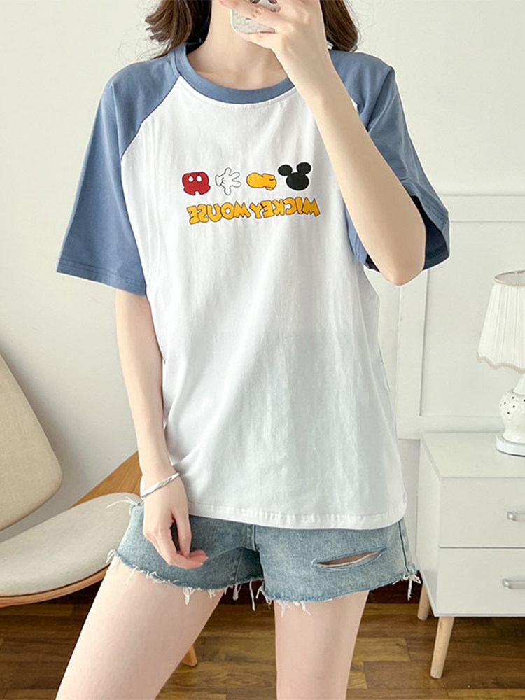 여름수유복 산모하의 상의 봄여름반팔티셔츠 순면 수유복 산후나들이 수유복 얇은