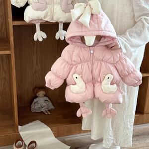女童羽绒服2024冬季新款女童婴幼儿女宝宝90白鸭绒鸭喜庆子羽绒服