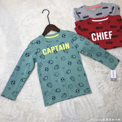 国内现货carters卡特春秋季男童纯棉长袖汽车上衣休闲T桖