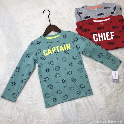 国内现货carters卡特春秋季男童纯棉长袖汽车上衣休闲T桖