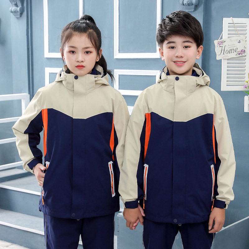 中小学生校服秋冬新款加绒加厚防寒幼儿园园服儿童户外冲锋衣