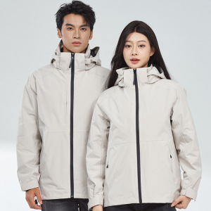 新款户外冲锋衣男女三合一两件套银狐绒可拆卸防风防水登山服外套