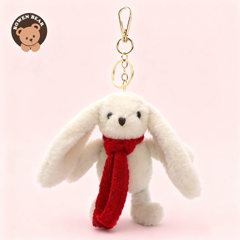 新品牛仔服情侣兔子挂件毛绒玩具