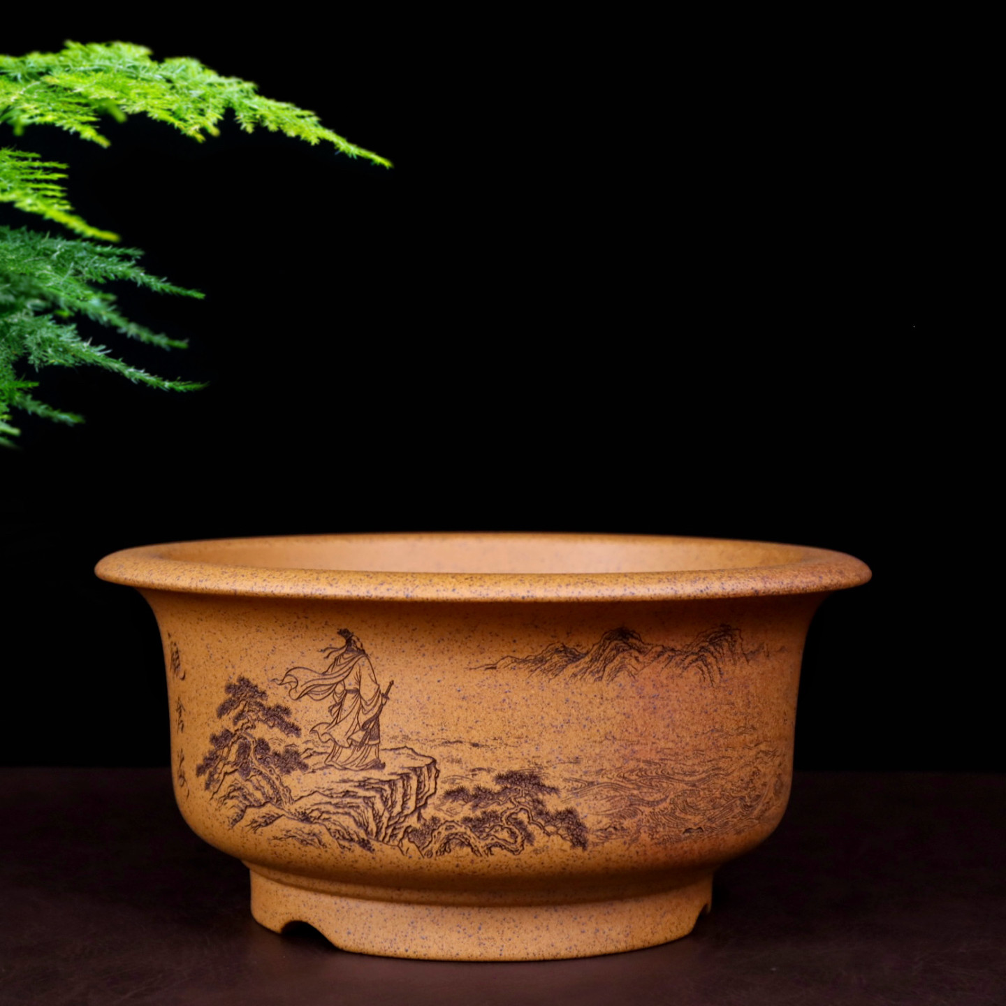 精品柴烧紫砂花盆大口径圆形金弹子杜鹃黄杨松柏专用盆景盆栽桌面