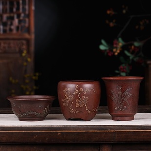 紫砂花盆君子兰盆小金钟盆兰花专用盆多肉盆景盆云竹盆铁画轩