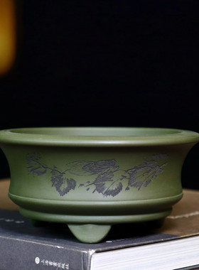 特价精品紫砂花盆陶瓷小多肉菖蒲金弹子盆景盆微型浅圆桌面盆栽盆