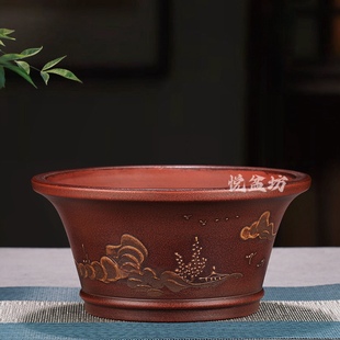 精品铁画轩紫砂花盆小多肉盆景盆金弹子黄杨菖蒲云竹盆仿古回流盆