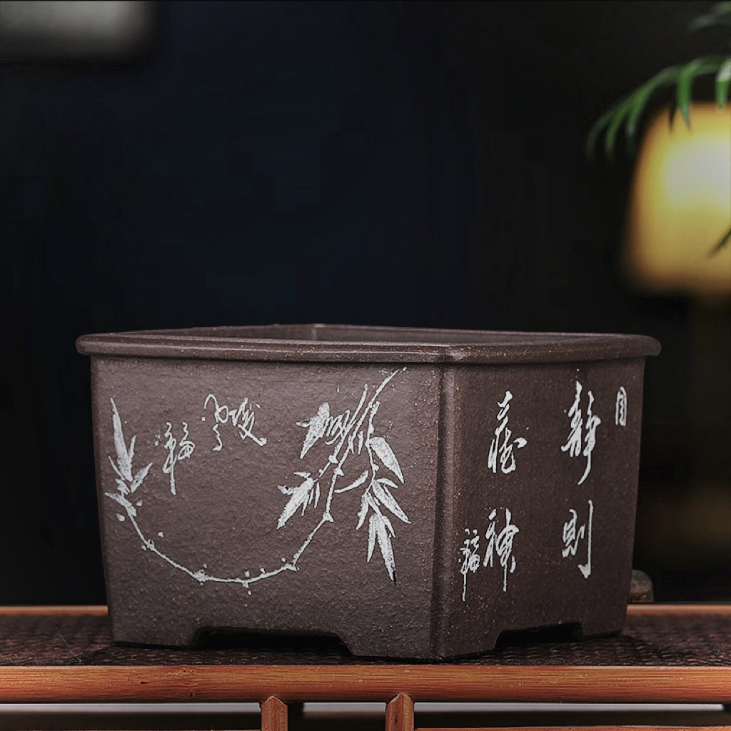 特价高端精品紫砂花盆小多肉盆景盆四方菖蒲文竹金弹子盆栽盆陶瓷