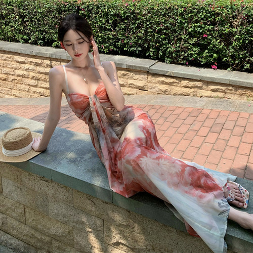 繁花 2024新款气质显瘦小众高级扎染新中式连衣裙女