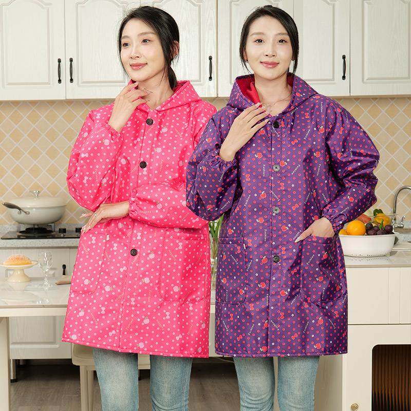 加绒罩衣女外套冬季2024新款厨房家用防水防油大人围裙加厚工作服,家庭/个人清洁工具,围裙,淘宝优惠券,粉丝福利购,淘宝优惠卷