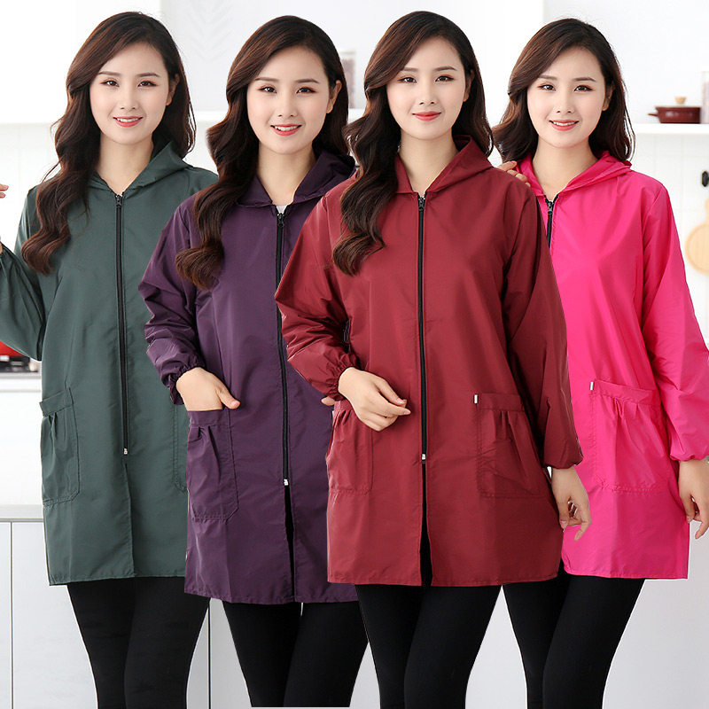 防水防油大人罩衣工作服拉链男女士厨房时尚围裙长袖外套成人家用,家庭/个人清洁工具,围裙,淘宝优惠券,粉丝福利购,淘宝优惠卷