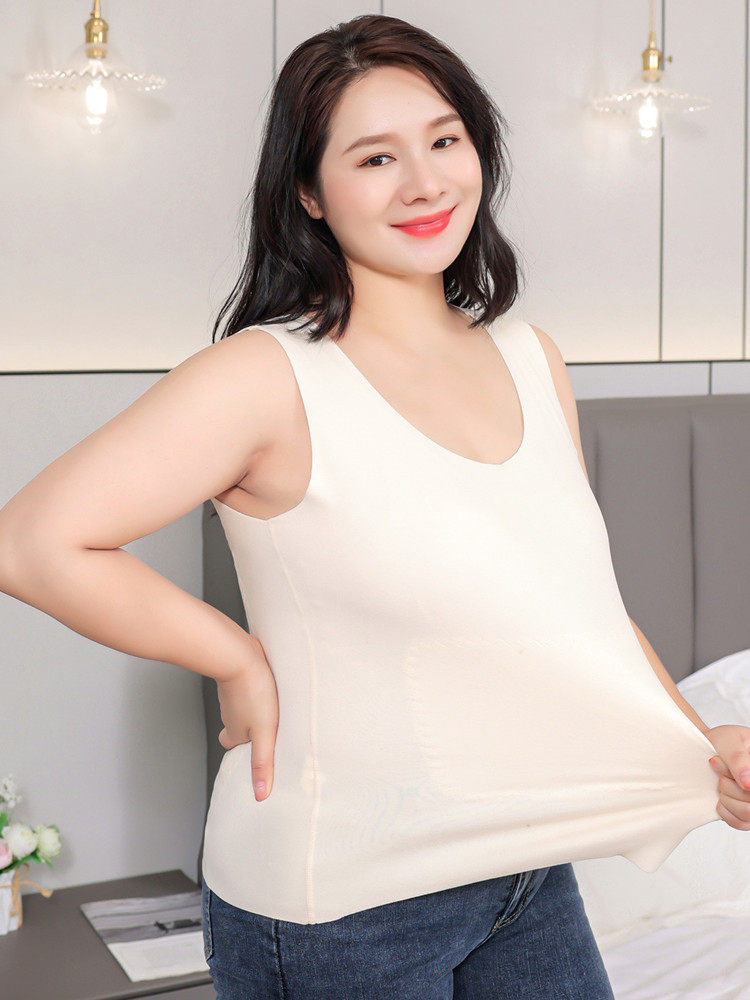 초대형 패치 독일 벨벳 열 조끼 비만 여성 플러스 지방 플러스 플러스 벨벳 두꺼운 난방 원활한 바닥 속옷