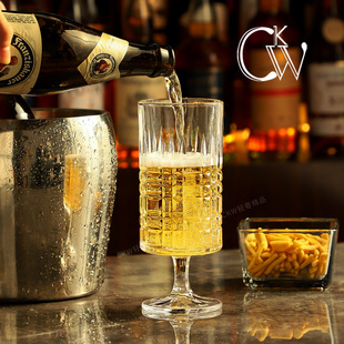 轻奢高脚杯高级感饮料杯子咖啡杯 玻璃啤酒杯家用套装 CKW 2025新款