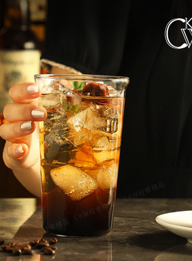 CKW 玻璃杯大容量耐热扩口咖啡杯创意牛奶杯水杯冰美式拿铁果汁杯