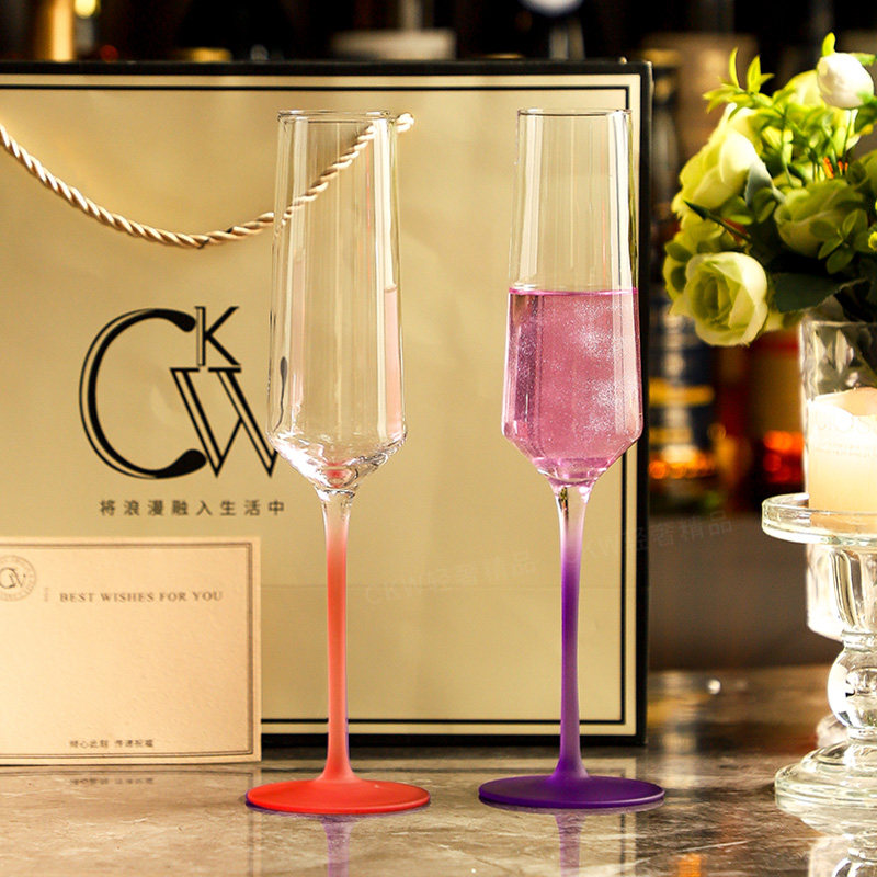 CKW 水晶香槟杯礼盒送人酒杯套装高级新婚礼物敬酒红酒高脚杯定制