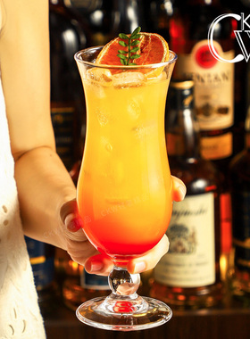 CKW 高颜值果汁杯玻璃高脚杯冷饮杯冰咖啡杯气泡水鸡尾酒杯家用