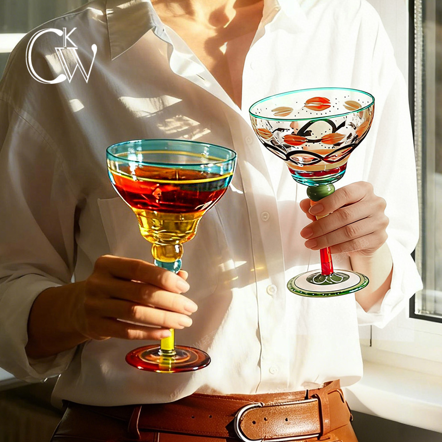 CKW彩绘玛格丽特酒杯圣诞高颜值