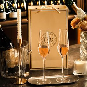 CKW 女神香槟杯一对高级感水晶高脚杯新婚礼物公司红酒杯礼盒