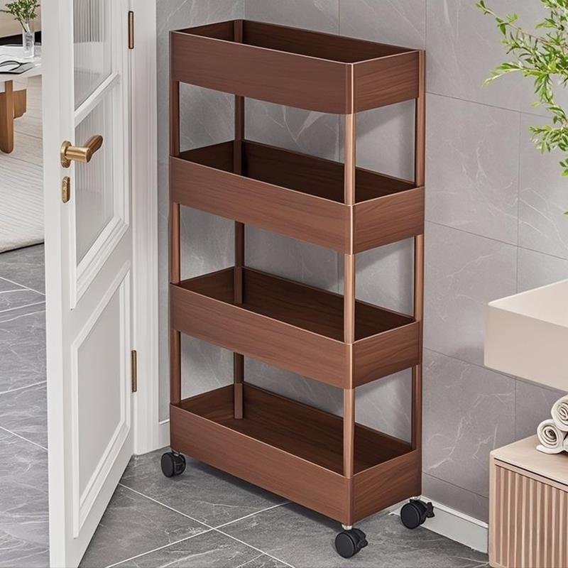 卫生间门后夹缝收纳柜洗漱用品分层置物架带轮可移动极窄整理神器