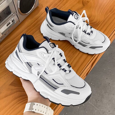 夏季男鞋2025年新款透气网面学生运动休闲跑步防臭青少年老爹潮鞋